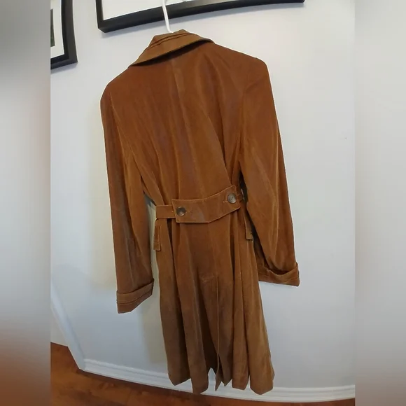 Vintage Brown Suede Trench Coat (L/XL) - Picture 2 of 9